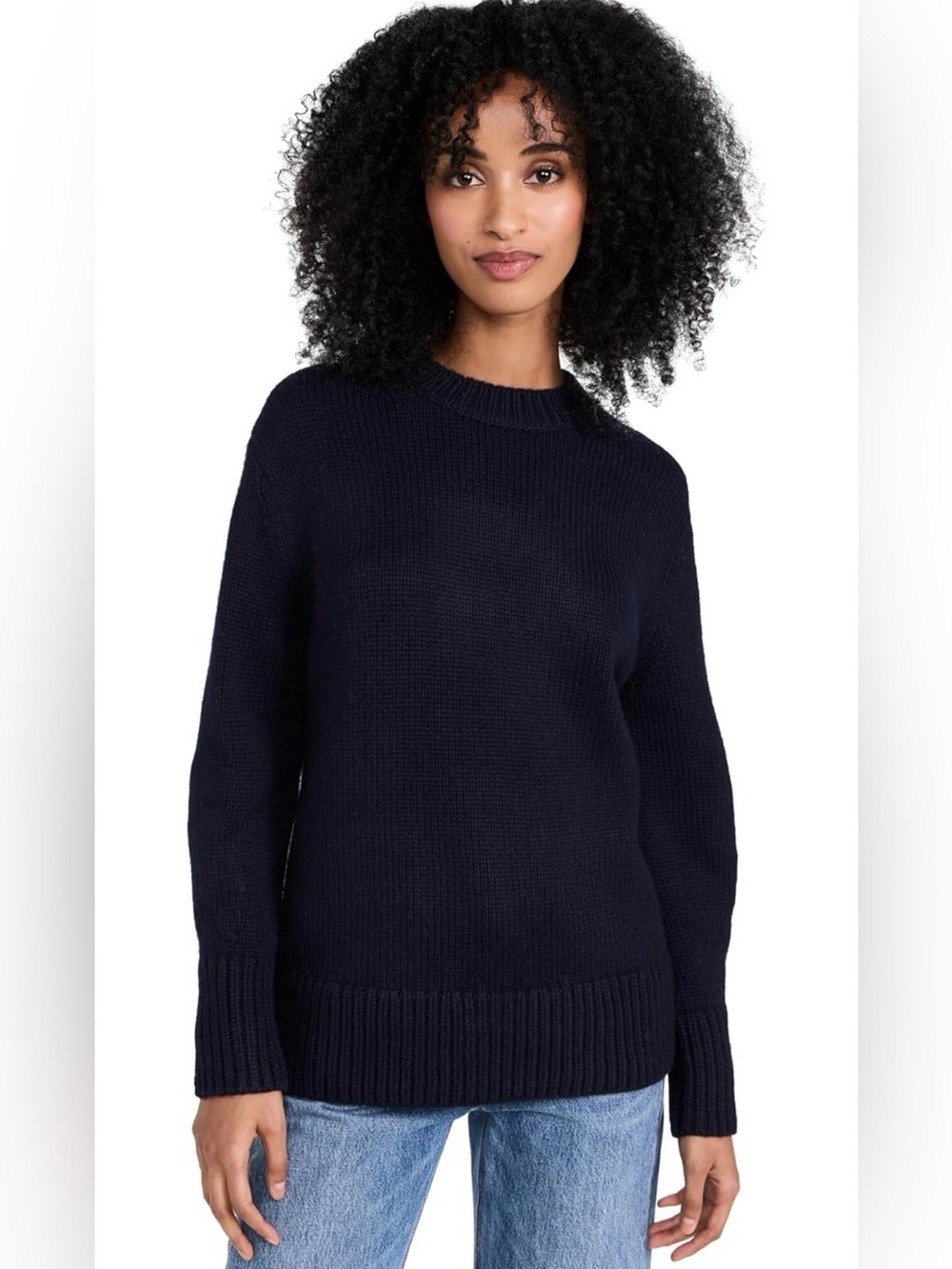 Vince Boyfriend Crew Neck Wool Cashmere Sweater Black XL